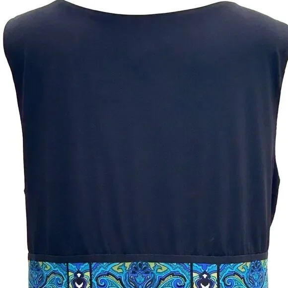 Catherines Black and Blue Paisley Maxi Dress, comfy & elegant,Size 16 sleeveless - Picture 9 of 14